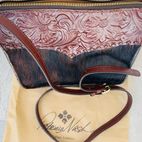 Patricia Nash Embossed Leather Crossbody Bag - Brown and Tan
